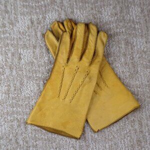Women's Deerskin Gloves Buttery Yellow Tan Soft Size 6 1/2